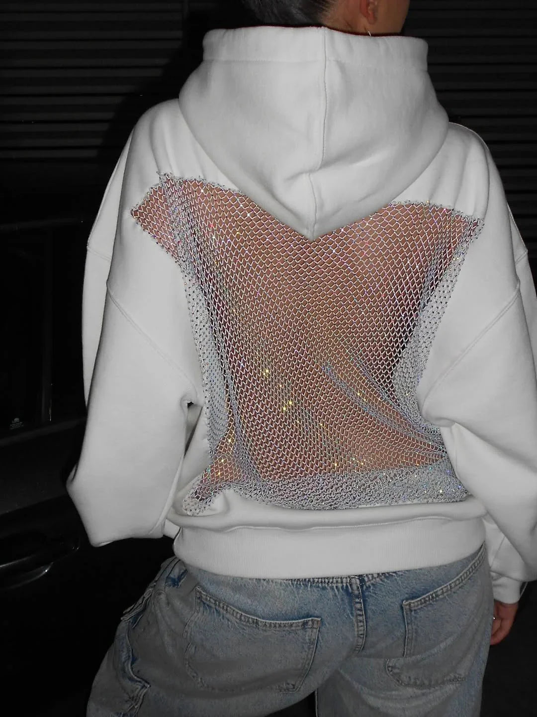 Backstage Crystal-Mesh Hoodie