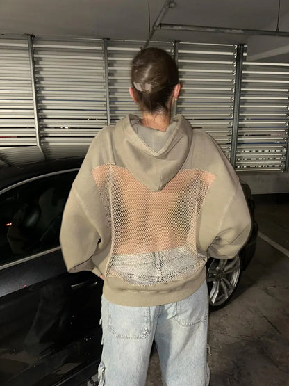 Backstage Crystal-Mesh Hoodie