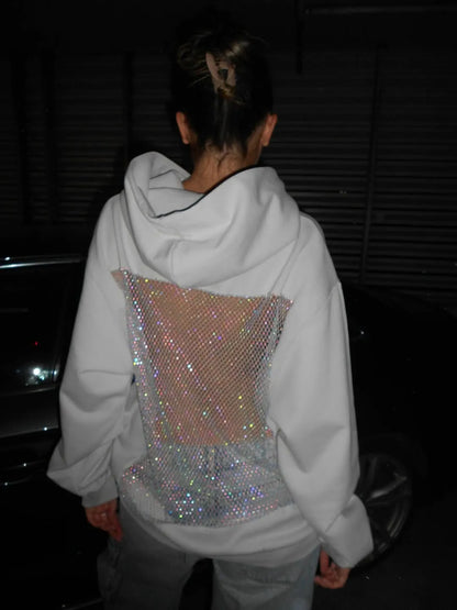 Backstage Crystal-Mesh Hoodie