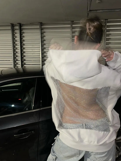 Backstage Crystal-Mesh Hoodie