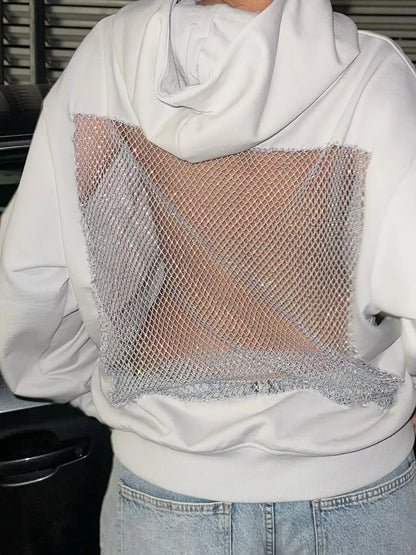 Backstage Crystal-Mesh Hoodie