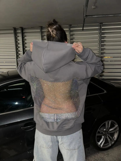 Backstage Crystal-Mesh Hoodie