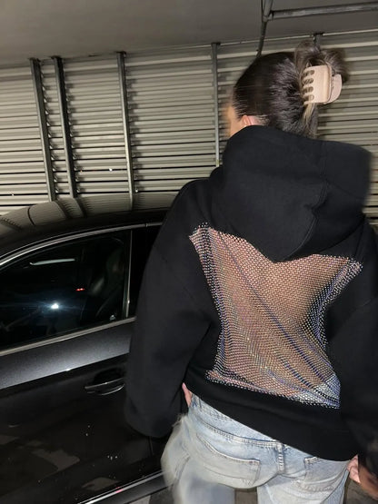 Backstage Crystal-Mesh Hoodie