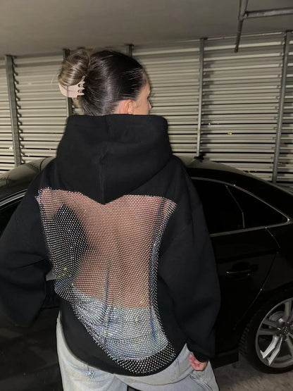 Backstage Crystal-Mesh Hoodie